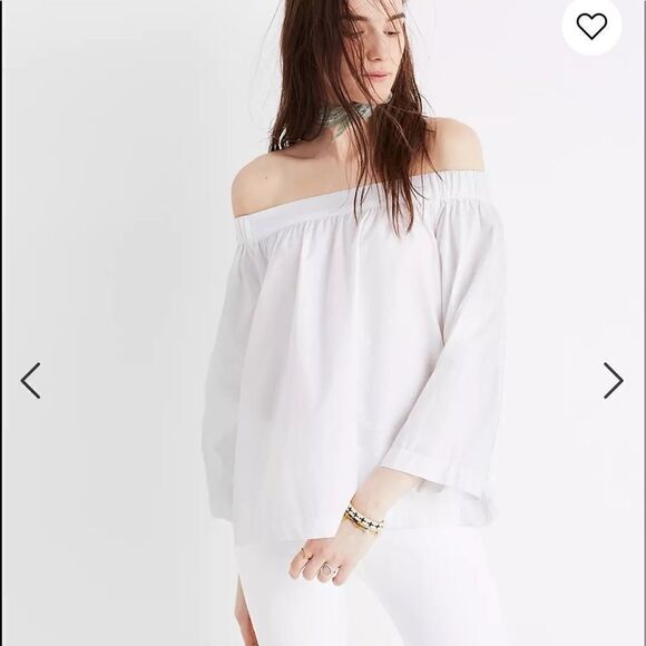 3/$25 MADEWELL White Clean Off the Shoulder Top.Size L - Picture 2 of 14